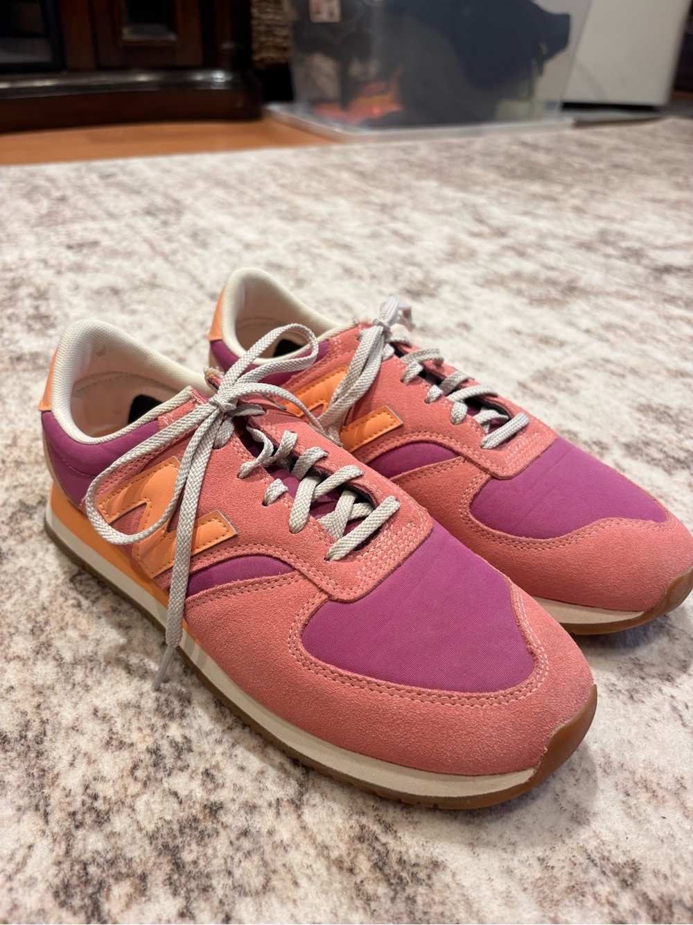New Balance 420 Pink and Coral Retro Sneakers